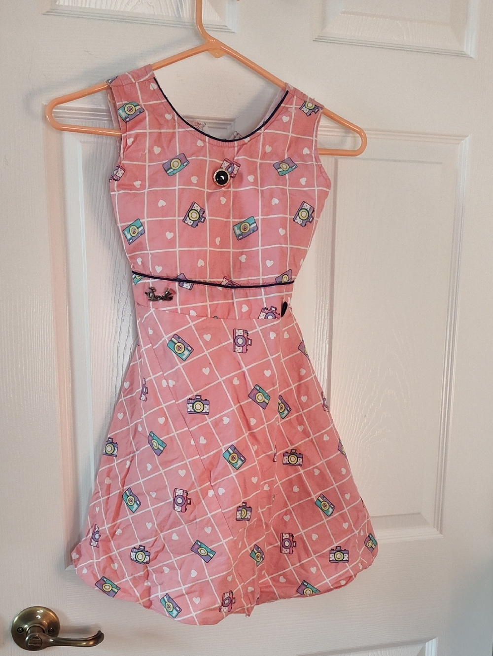 Girls' Pink Camera-Print Casual Sundress